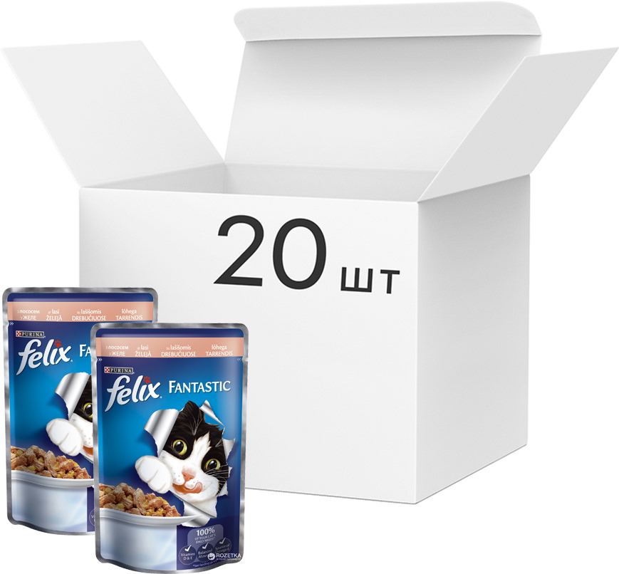 

Упаковка влажного корма для кошек Purina Felix Fantastic в желе с лососем 20 шт по 100 г (7613034442383)