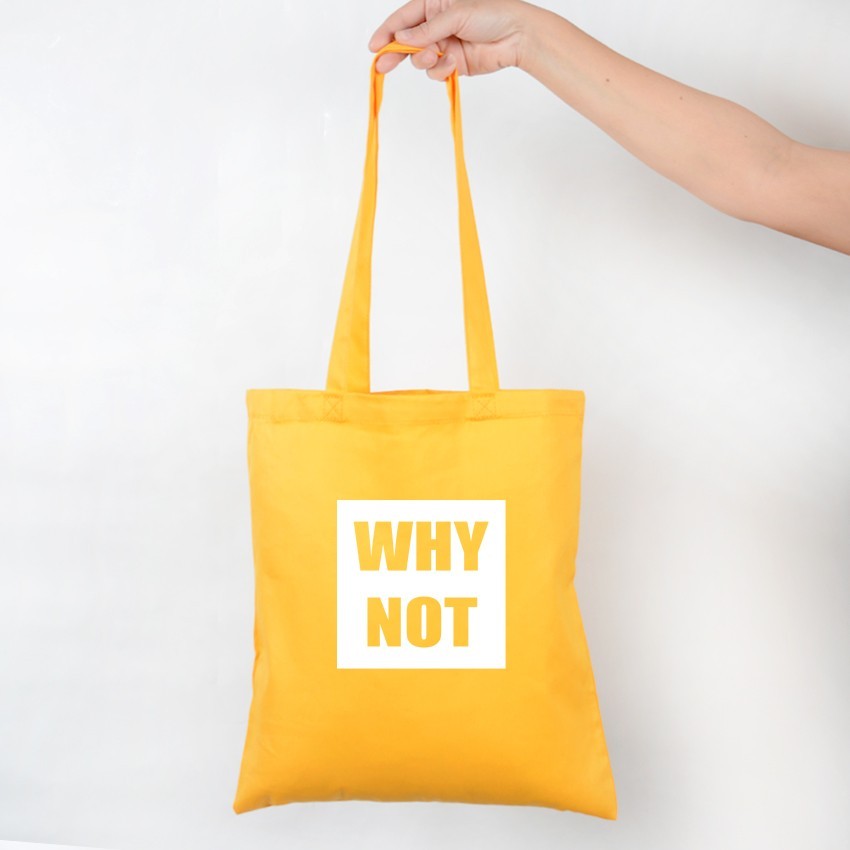 

Еко-сумка шоппер жовта з принтом “WHY NOT”