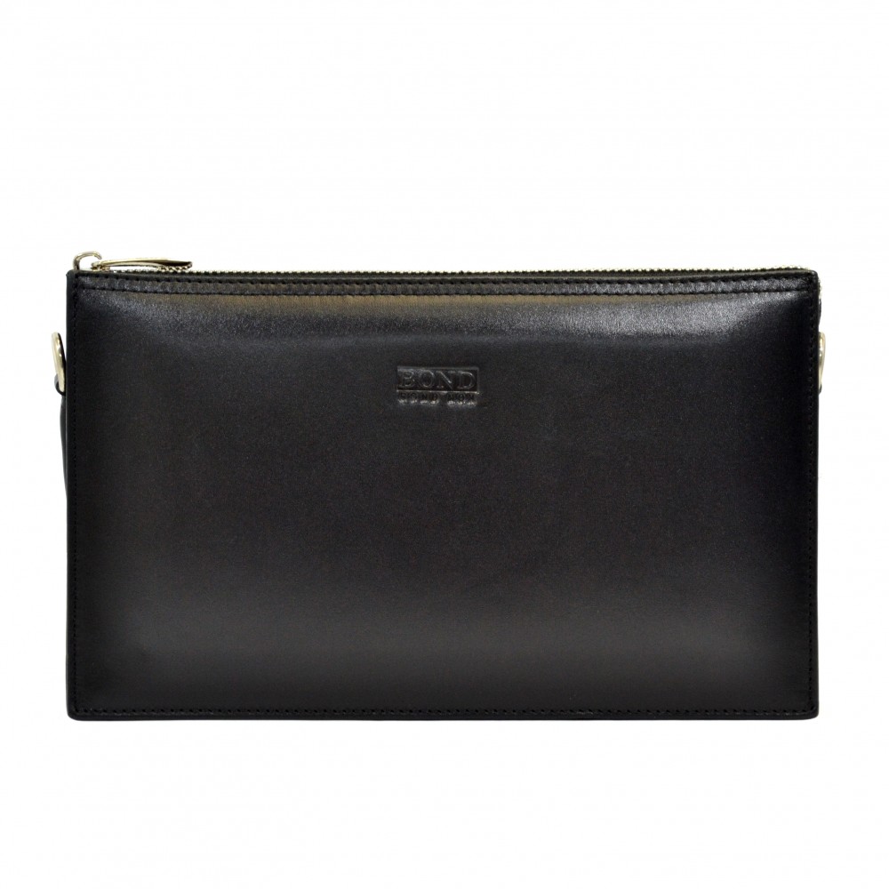 

Барсетка кистевая кожаная BOND 884-1 черный гладкий