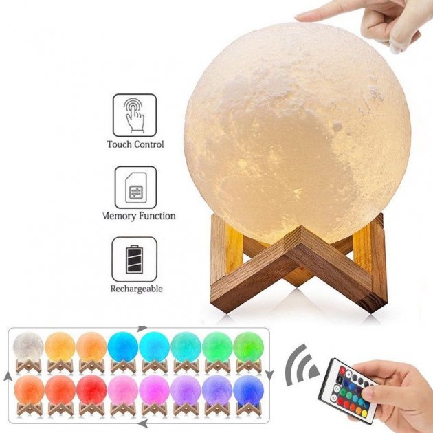 

Детский ночник Click Magic 3D Moon Light Светильник LED сенсорный с пультом ДУ (18 см) RGB