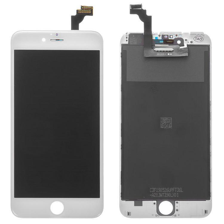 

Дисплей для Apple iPhone 6 Plus, білий, з сенсорним екраном, з рамкою, оригінал (переклеєне скло)