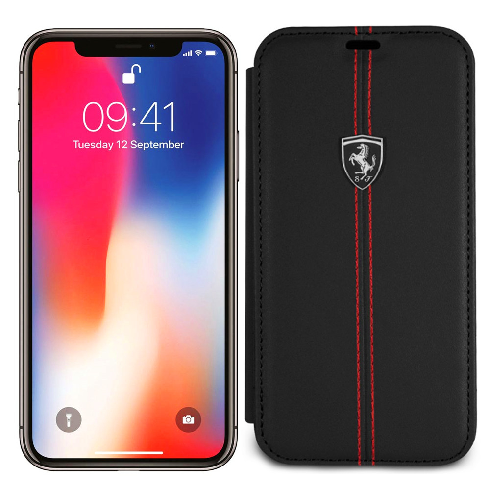 

Чехол книжка Ferrari Booktype Vertical для iPhone X Чёрный
