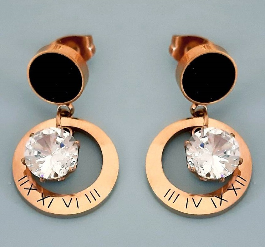 

Серьги гвоздики золотистые с камнями циркон хст022 Stainless Steel