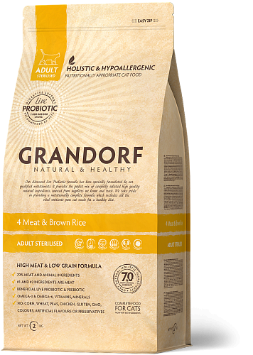 

Сухой корм для стерилизованных кошек Grandorf 4 Meat & Brown Rice Adult Sterilised 400 г