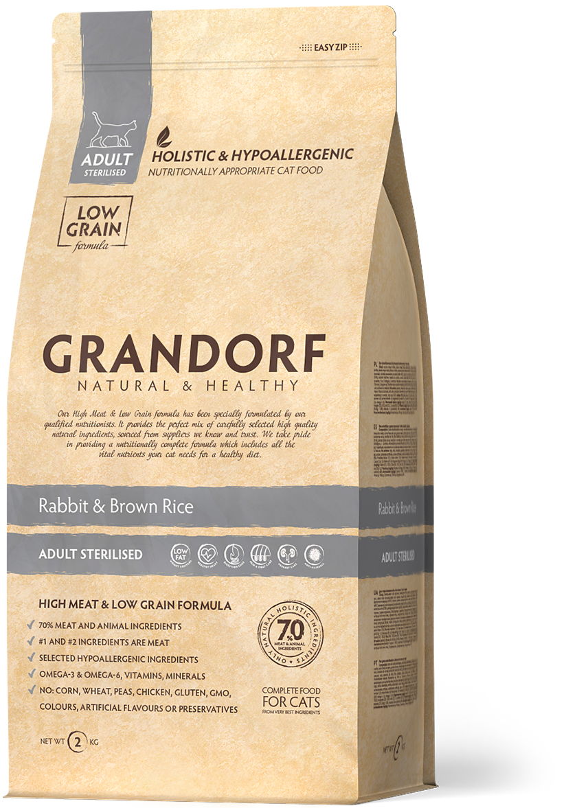 

Сухой корм для стерилизованных кошек Grandorf Rabbit & Brown Rice Sterilised 2 кг