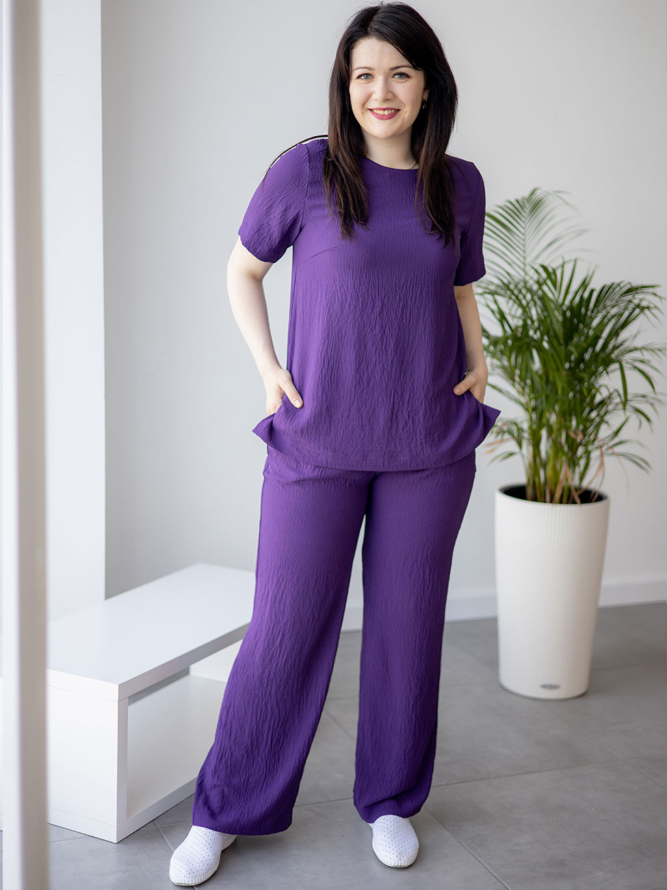 

Стильный брючный костюм size+ Фиолетовый 3 XL Vikamoda 3237
