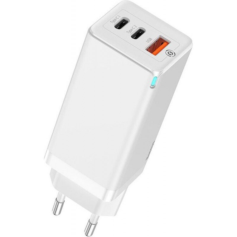 

СЗУ Baseus GaN Quick Travel Charger 65W (2 Type-C + 1USB) White