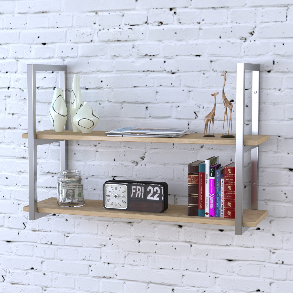 

Полка PL-2-16 Loft Design Дуб Борас длина полки 92 см Серебристый