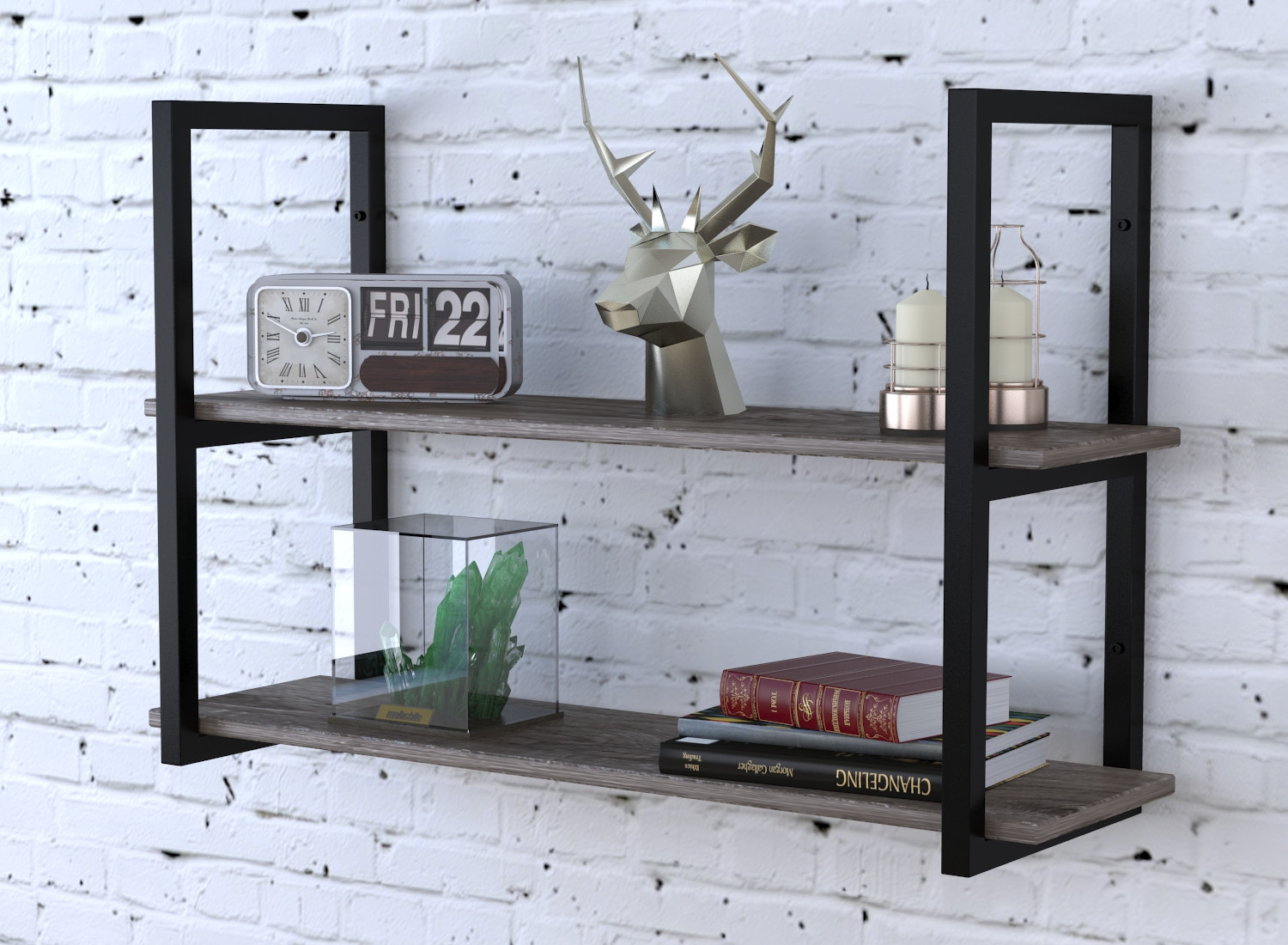 

Полка PL-2-16 Loft Design Дуб Палена длина полки 112 см Чёрный
