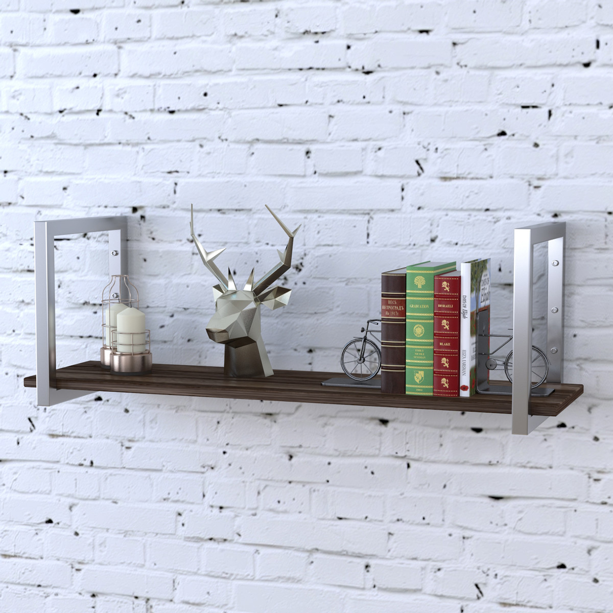 

Полка PL-1-16 Loft Design Орех Модена длина полки 112 см Серебристый