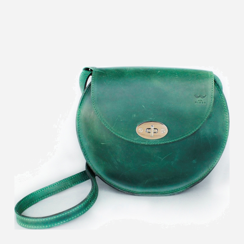 

Женская сумка кожаная The Wings Круглая винтажная TW-RoundBag-green-crz Зеленая