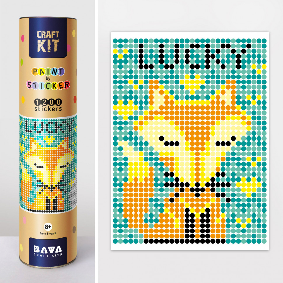 

Картина по номерам стикерами в тубусе "Лисичка" 1200 стикеров. 1838, 33х48 см 393358