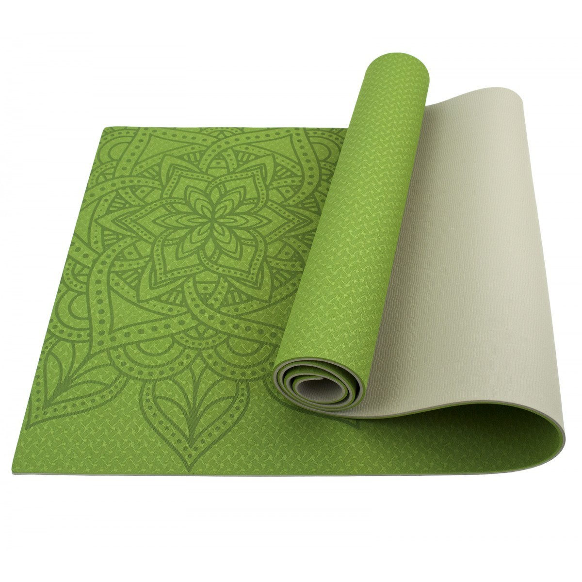 

Фитнес-коврик Profi Yoga Mat TPE 1,83мx0,61мx6мм для фитнеса, йоги, тренировок салатово-серый (MS0613-21)