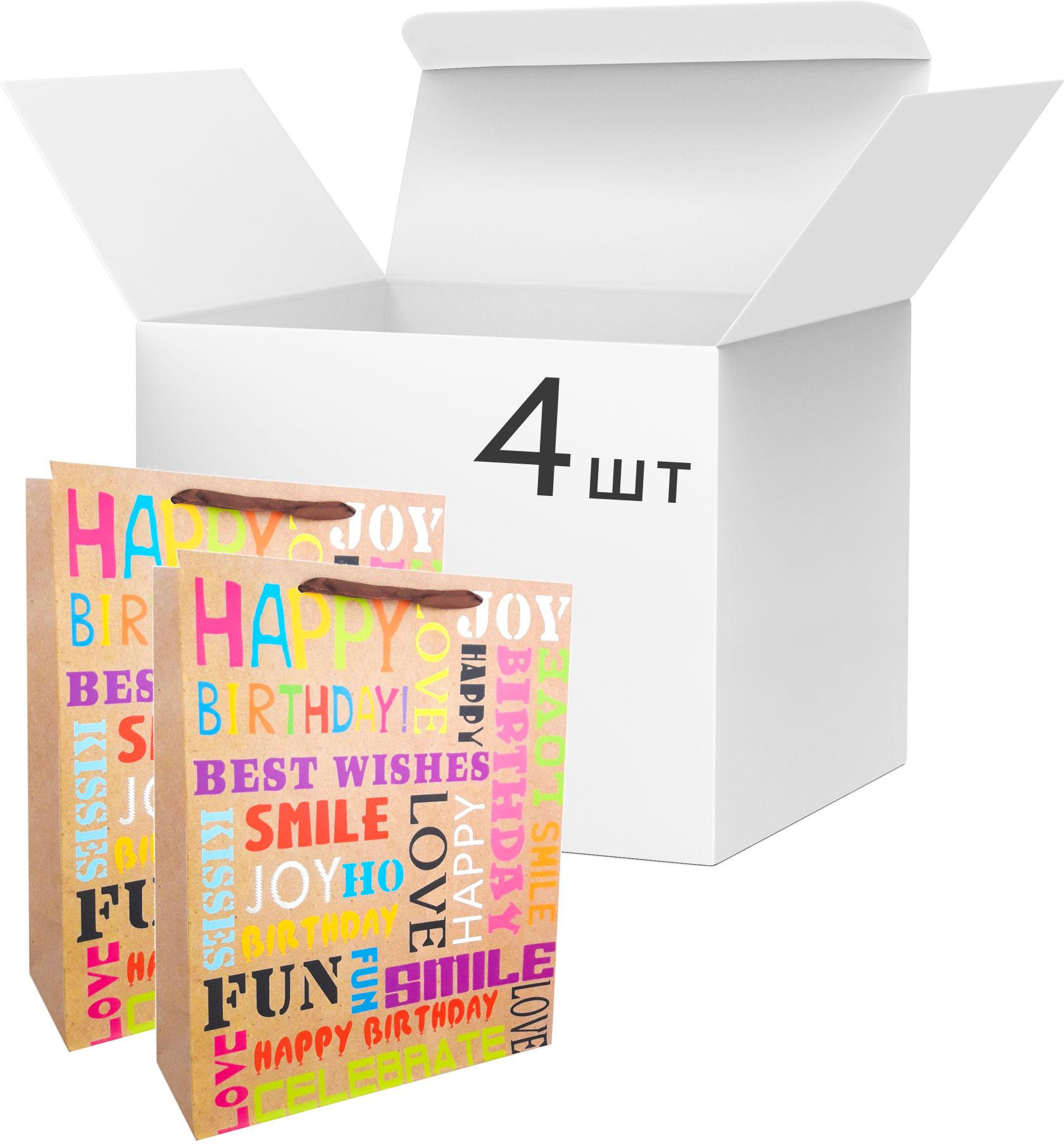 

Набор пакетов подарочных Angel Gifts 310х400х120 мм Happy joy 4 шт (Я46050_AG91397_4)