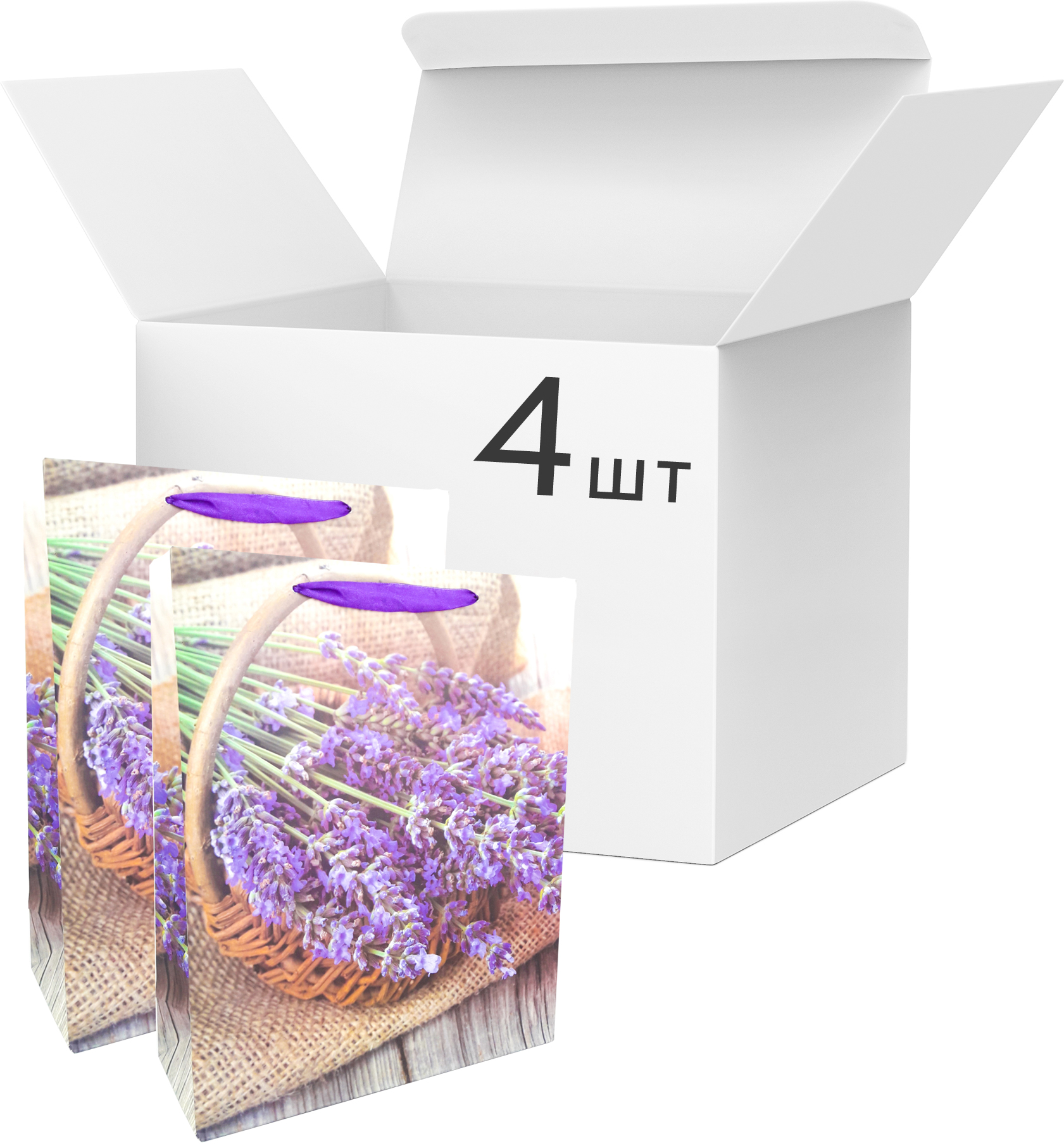 

Набор пакетов подарочных Angel Gifts 310х400х120 мм Корзинка лаванды 4 шт (Я46010_AG91385_4)