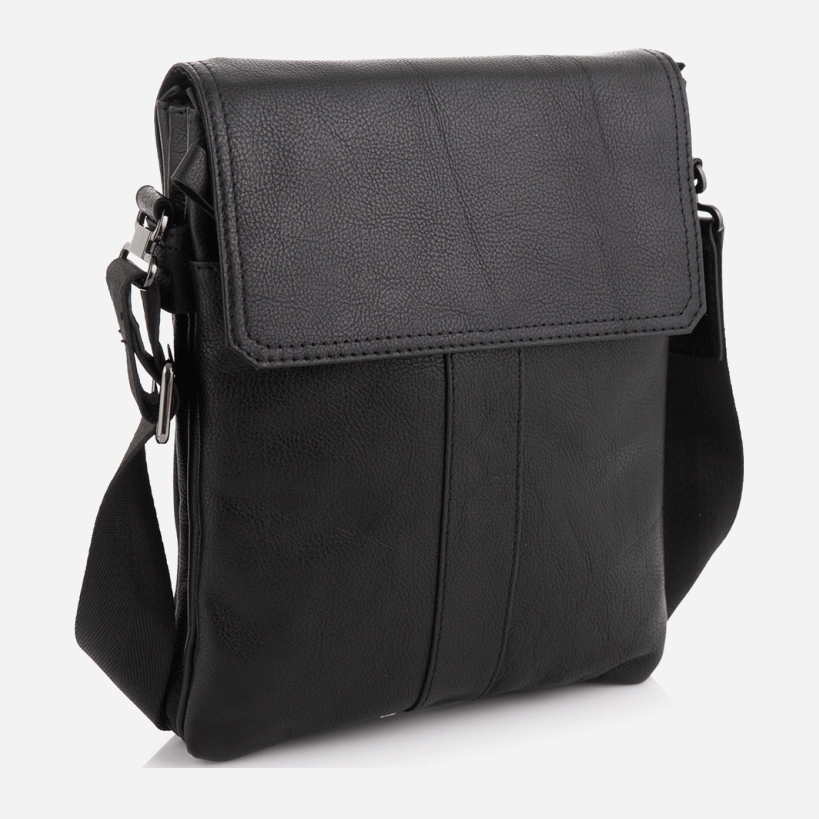 

Мужская сумка-мессенджер кожаная Tiding Bag 8678A Черная