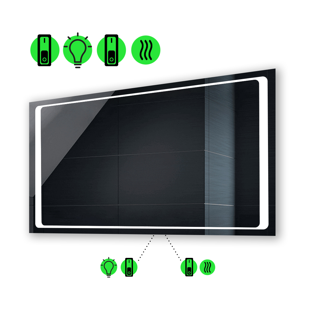 

Зеркало Emma с Led-подсветкой, с двумя механическими выключателеми 140x90 см