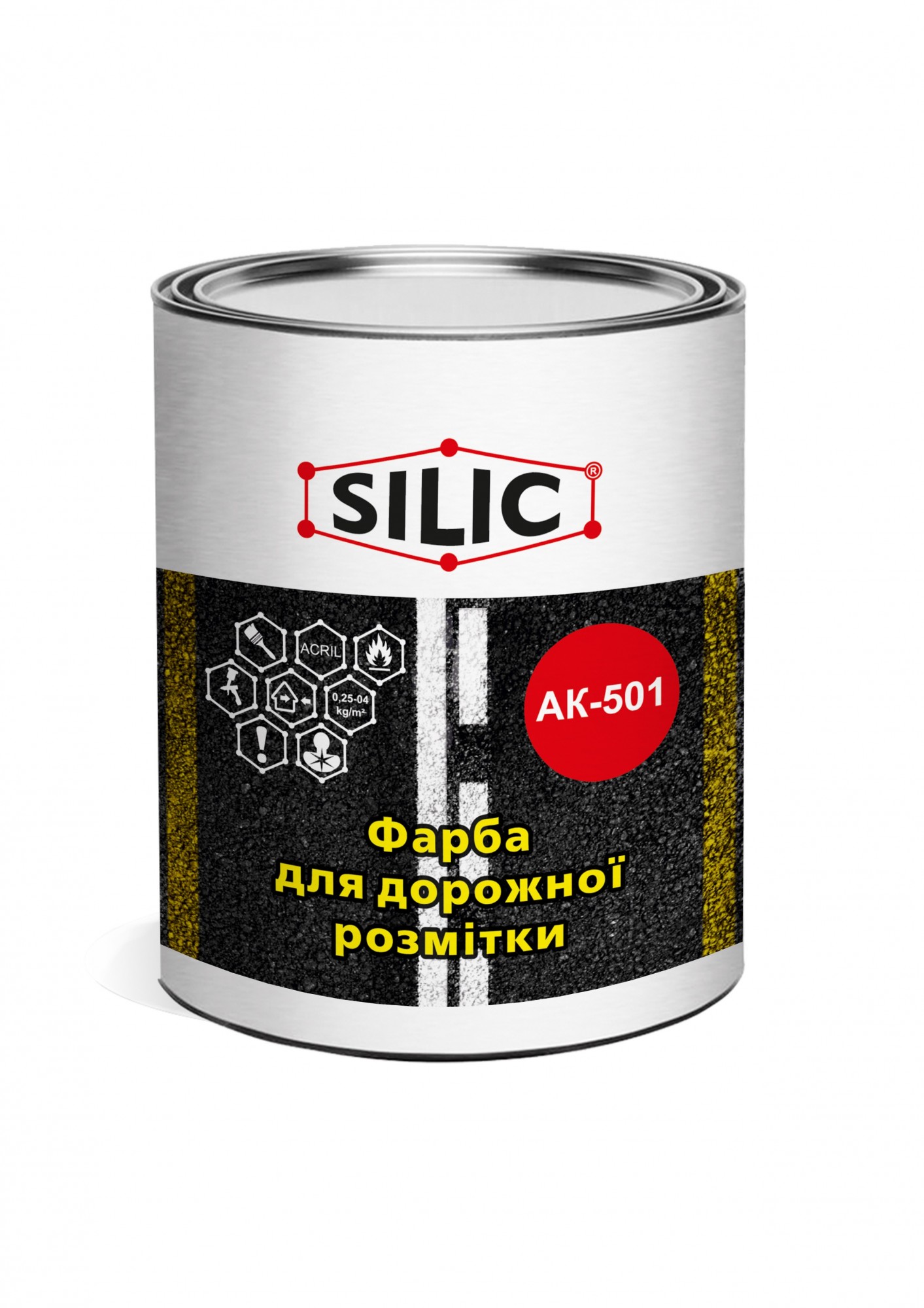 

Краска Силик для разметки дорог АК-501 белый 30кг (АК50130b)