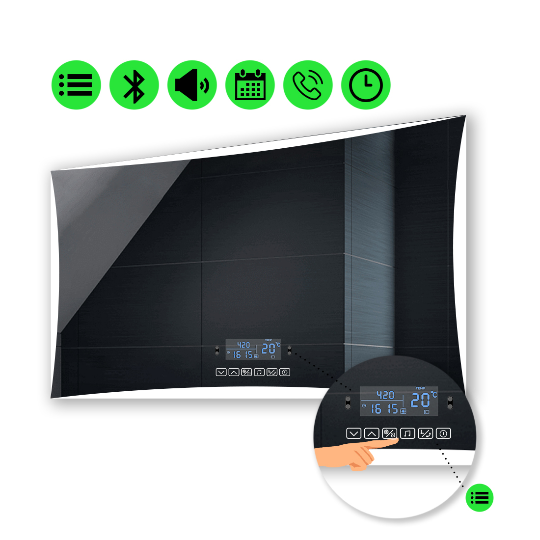 

Зеркало Amado с Led-подсветкой, и мультиблоком 120x80 см