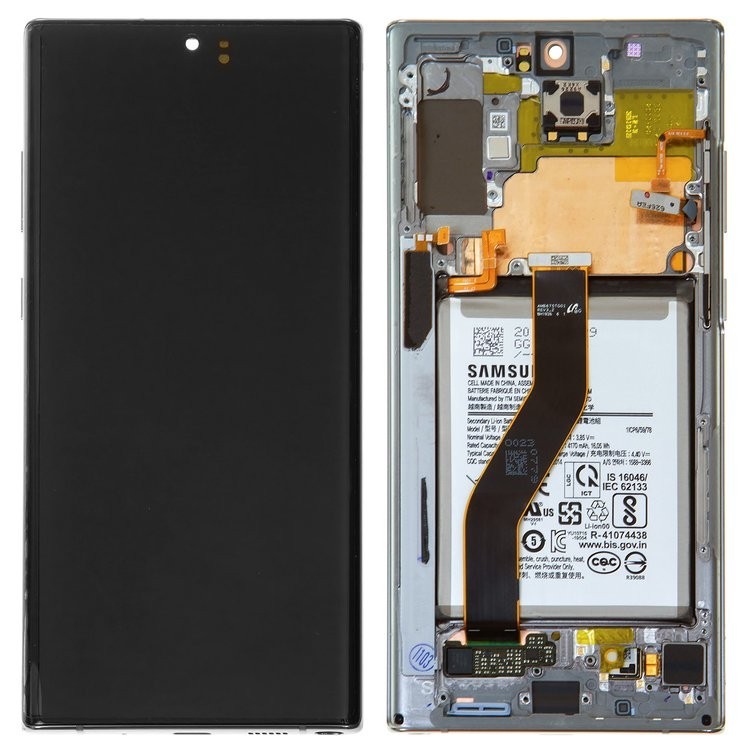 

Дисплей для Samsung N975F Galaxy Note 10 Plus, сріблястий, із сенсорним екраном, з рамкою, з акумулятором, Original, сервісне опаковання, aura glow, #GH82-20900C/GH82-20838C