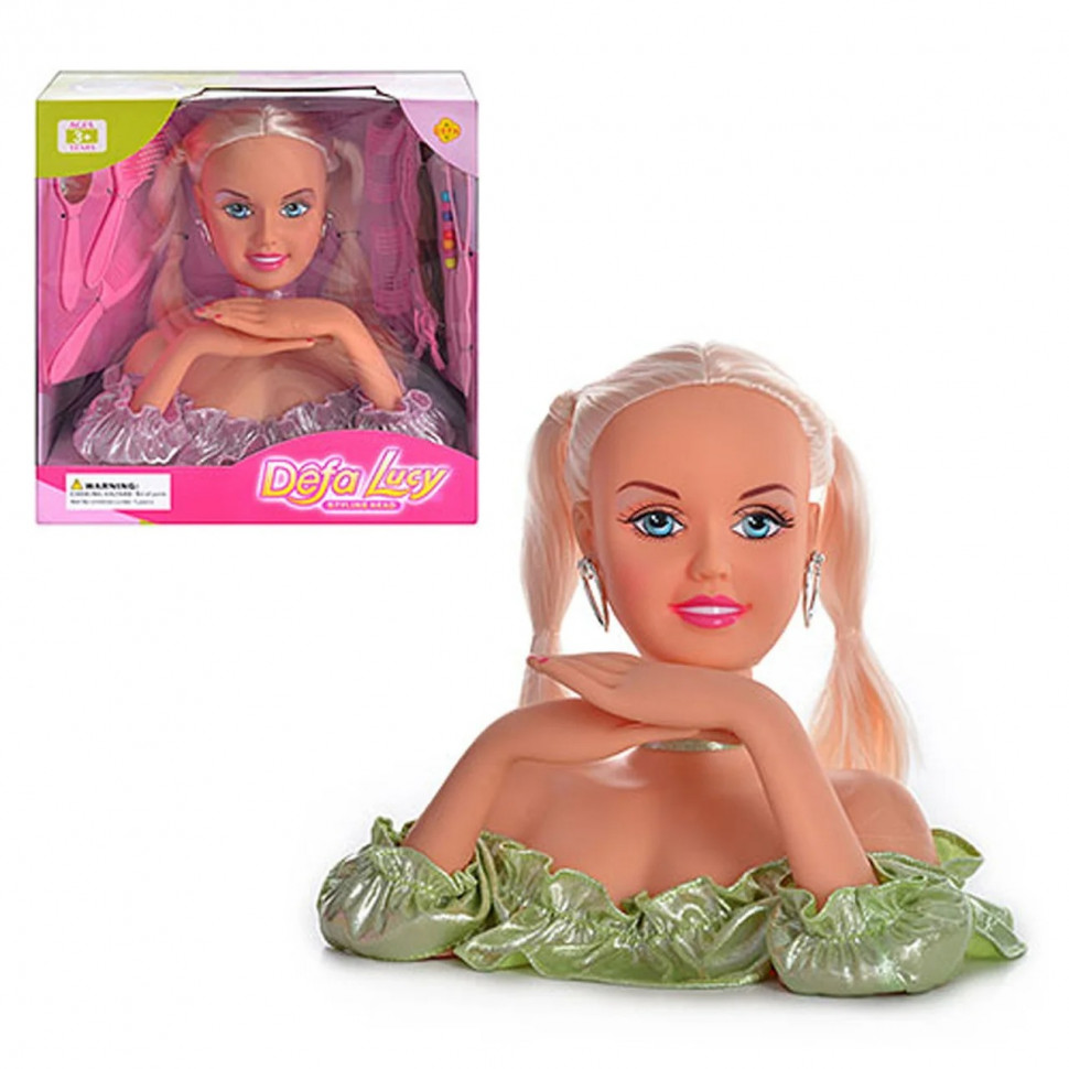

Игрушечная кукла-голова для причесок Defa с аксессуарами (Зеленый) (20957(Green))