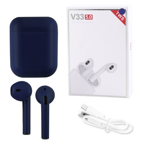 

Беспроводные bluetooth-наушники V33 5.0 с кейсом, dark blue