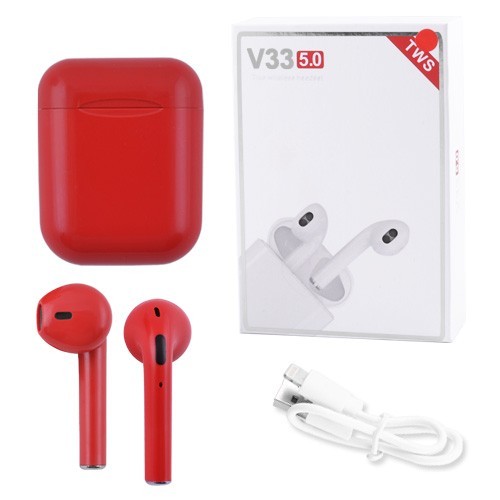 

Беспроводные bluetooth-наушники V33 5.0 с кейсом, red