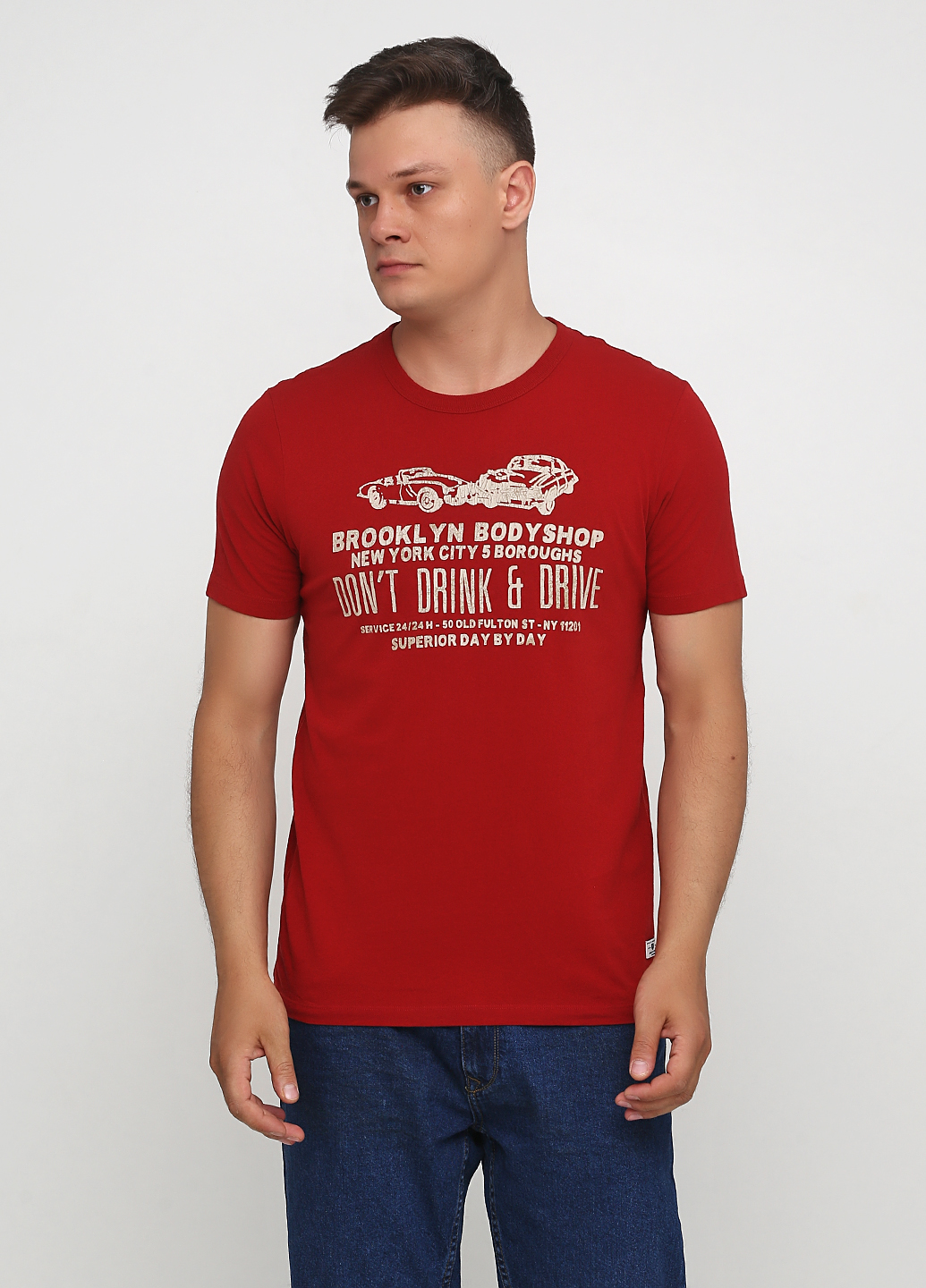 

Футболка JACK&JONES 12157591-RED DAHLIA L вишневый