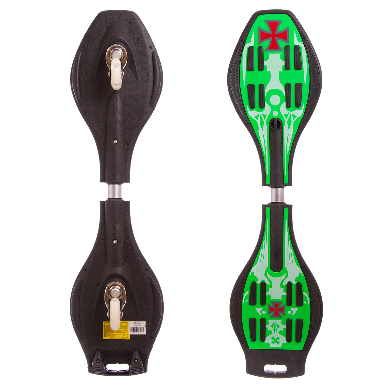 

Рипстик скейт двухколесный роллерсерф Zelart Skull My Go 8833 Green-Black