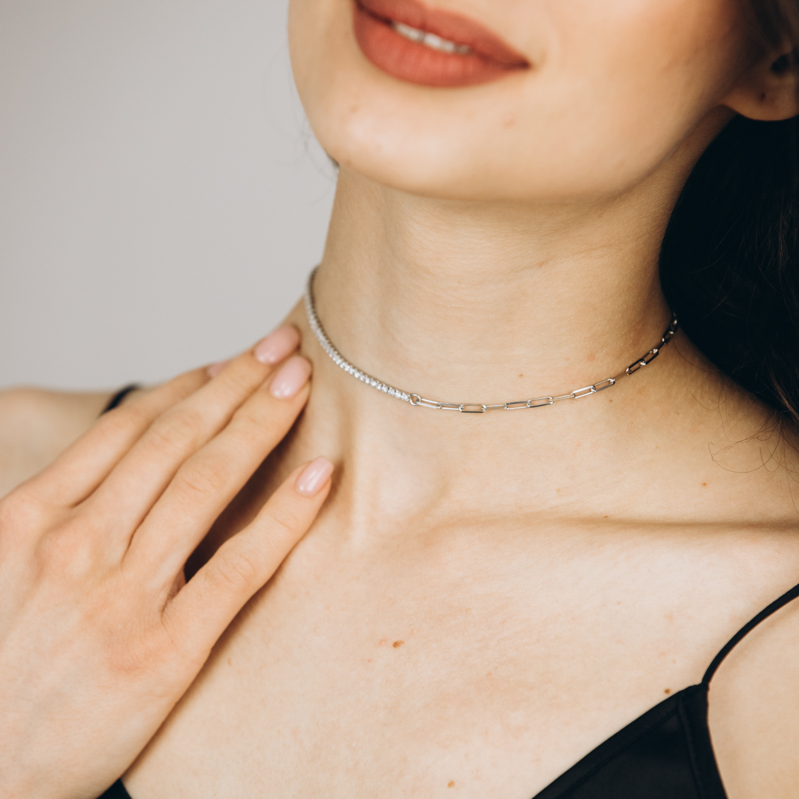 

Серебряный чокер с фианитами ko14633 Диамант