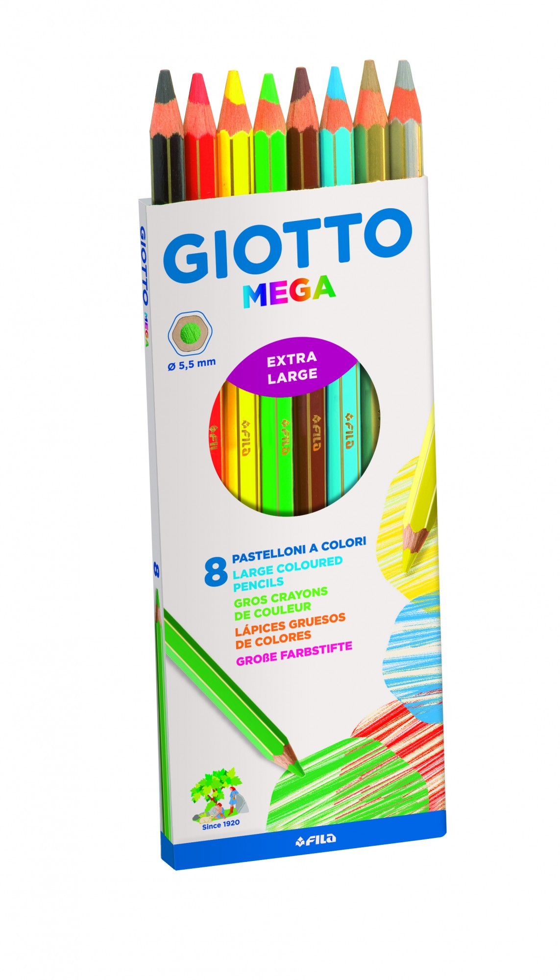

Цветные шестиугольные толстые карандаши Giotto Mega 8 шт 225400