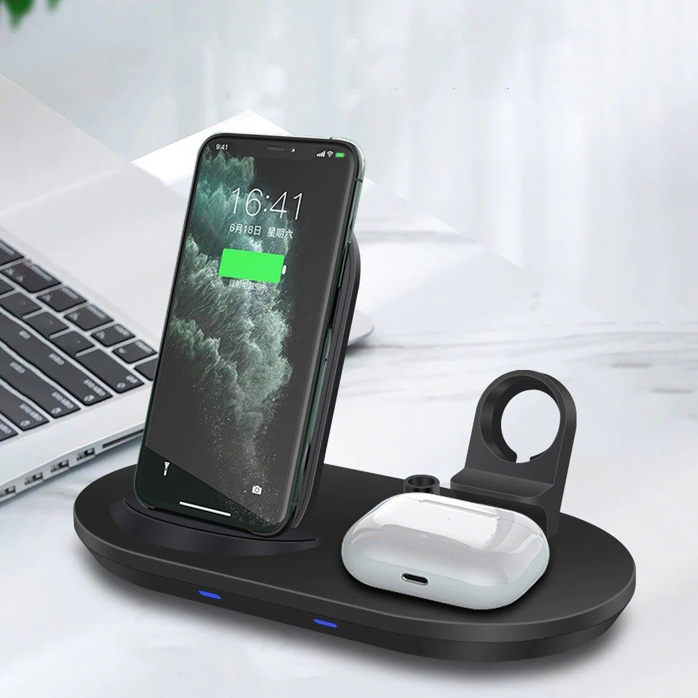 

Беспроводная зарядная док-станция 4 в 1 для зарядки iPhone Apple Watch и AirPods