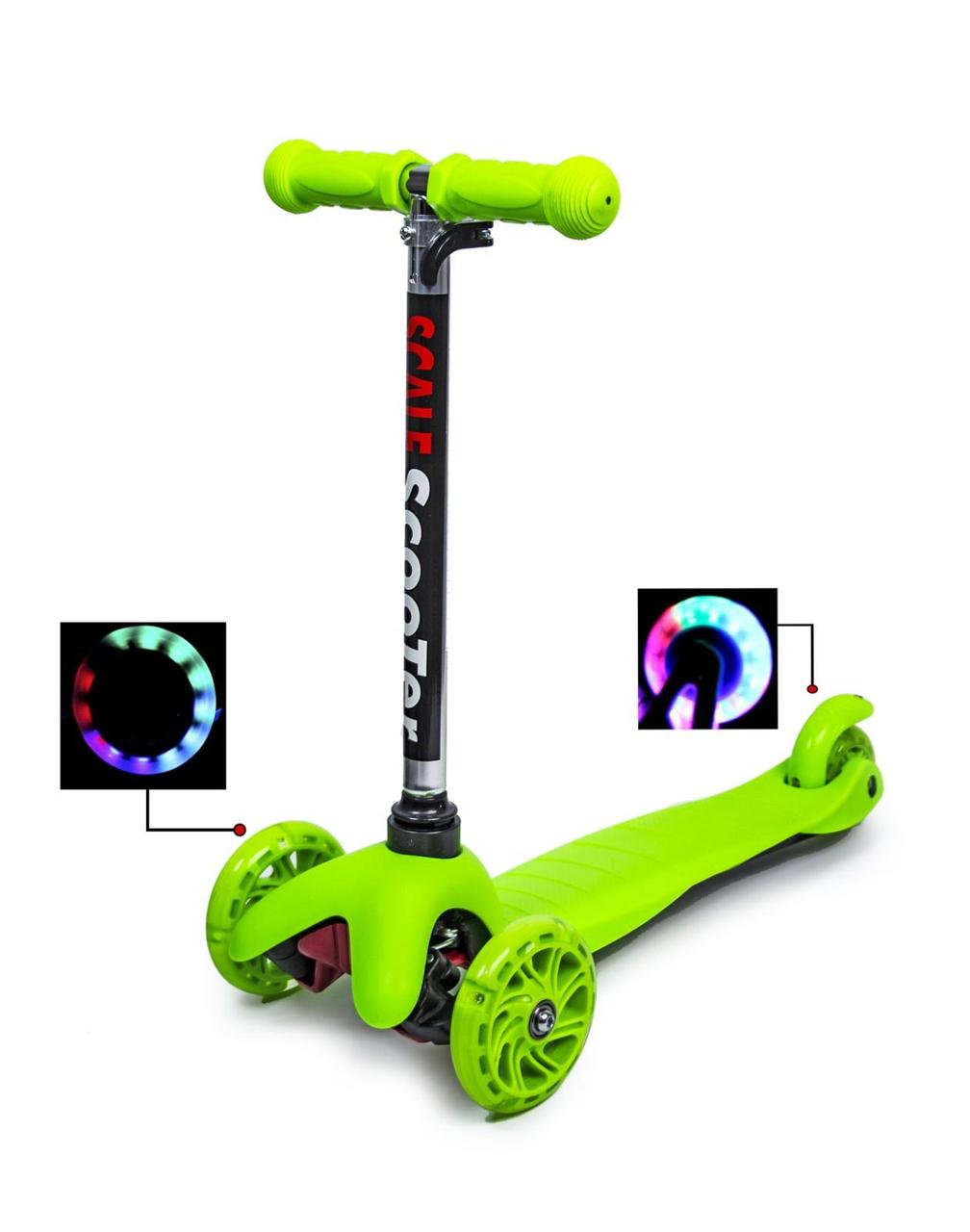 

Детский самокат Scale Sports Mini зеленый цвет светящиеся колеса