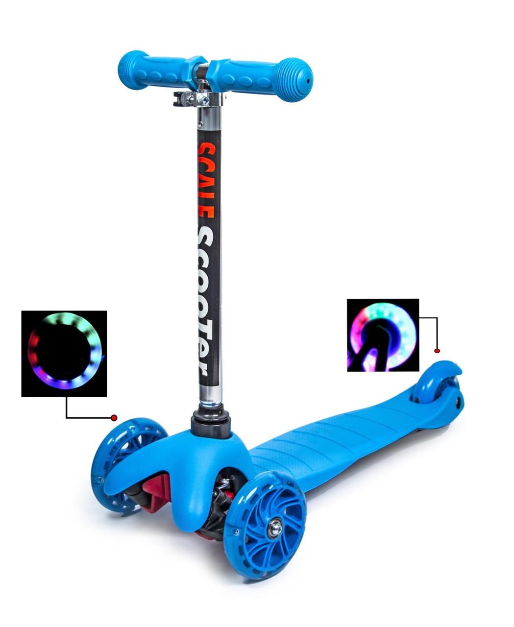 

Детский самокат Scale Sports Mini голубой цвет светящиеся колеса