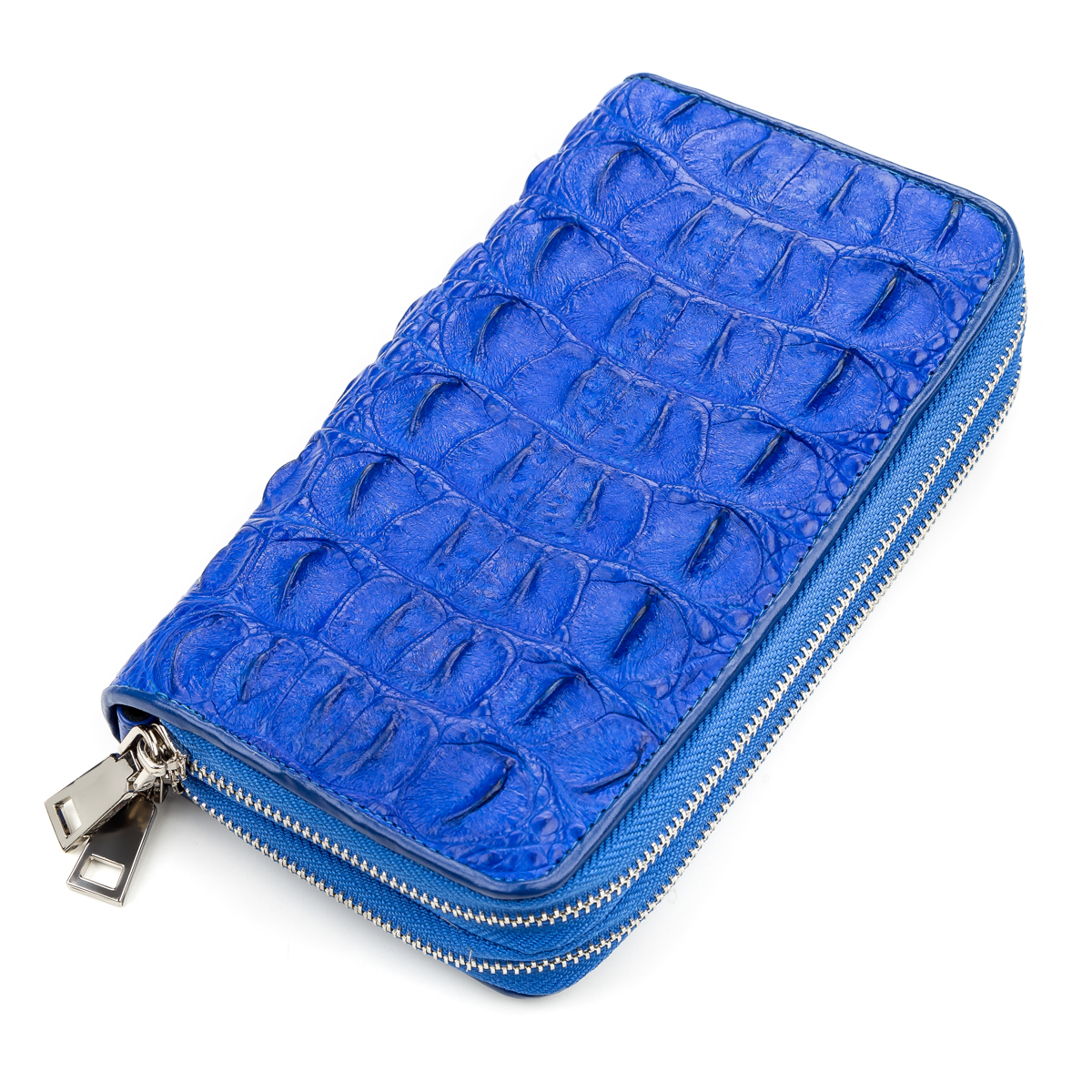 

Кожаный кошелек-клатч женский CROCODILE LEATHER 20х11,5 см Синий