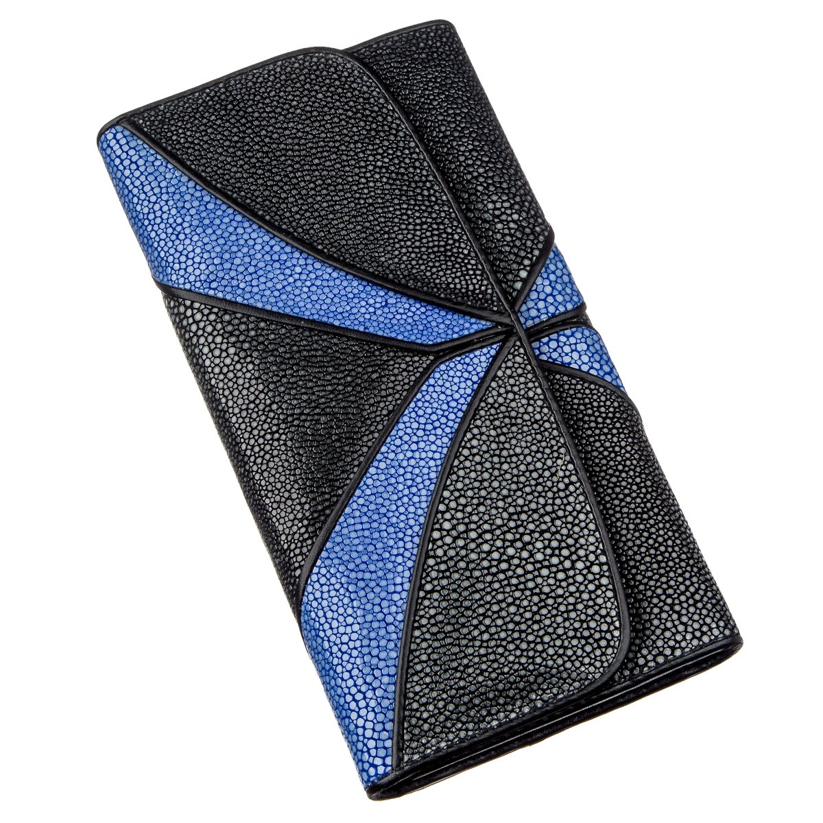 

Кожаный кошелек женский STINGRAY LEATHER 19х10 см Черно-синий