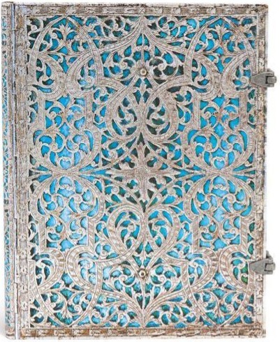 

Блокнот Paperblanks Срібна Філігрань Лазурний великий 18 х 23 см в лінію