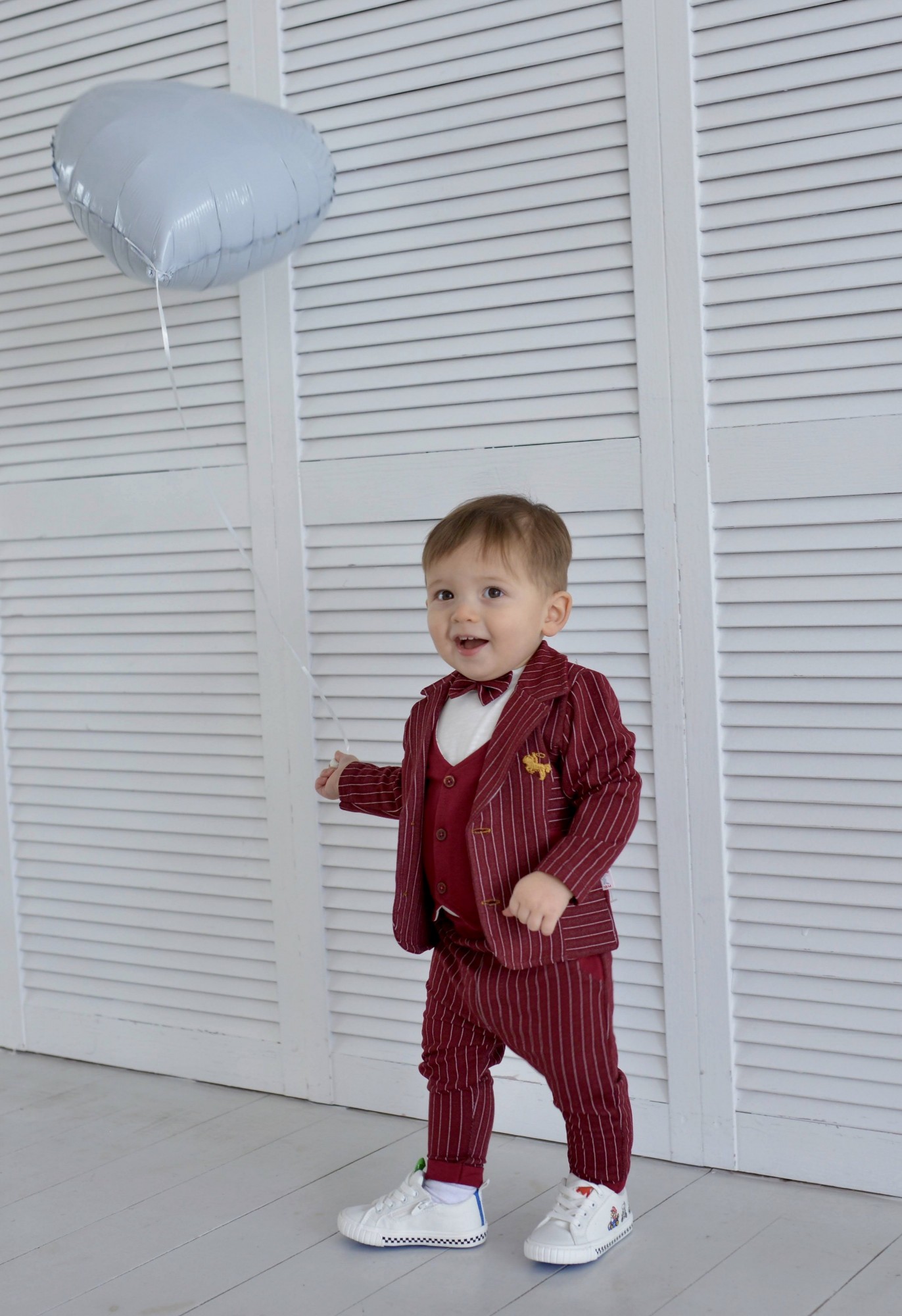 

Нарядный костюм для Мальчика (пиджак + рубашка + штаны) 030(68-74 см) - 6 м Бордовый