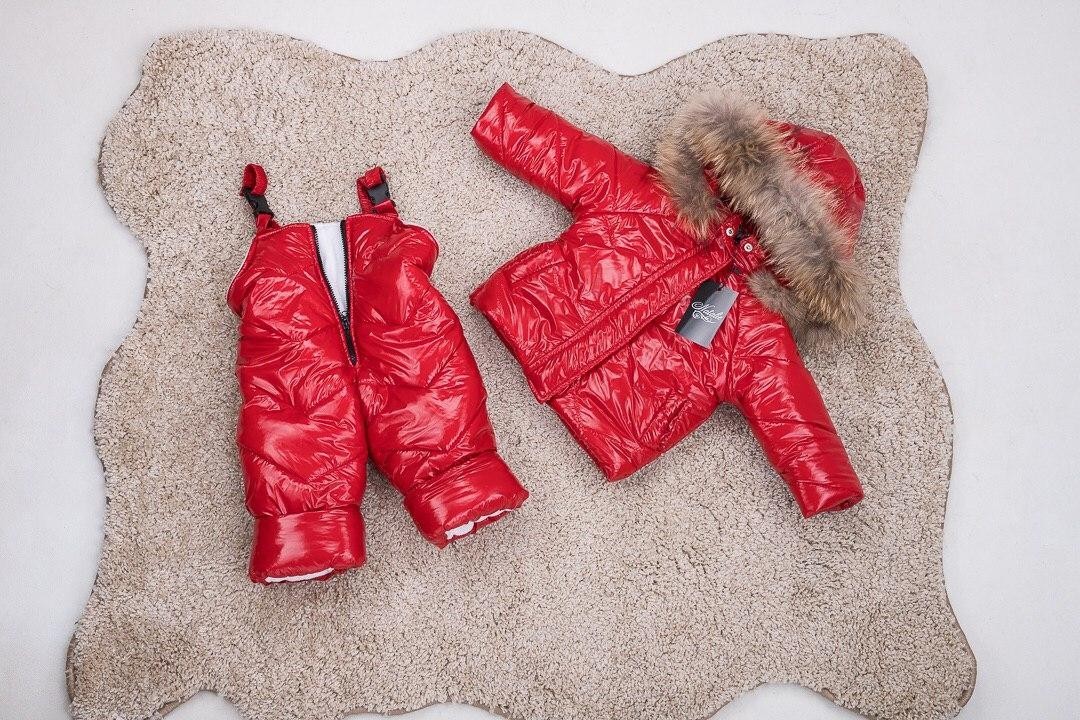 

Костюм курточка и комбинезон Butikk-pnp красный монклер 98-104