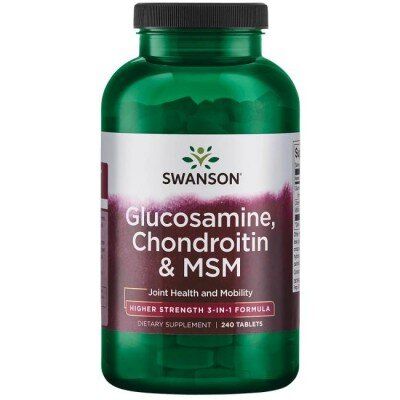 

Глюкозамин, хондроитин и МСМ, Glucosamine, Chondroitin and MSM, Swanson, 500/400/200 мг, высокая сила, 240 таблеток (SWA-11081)