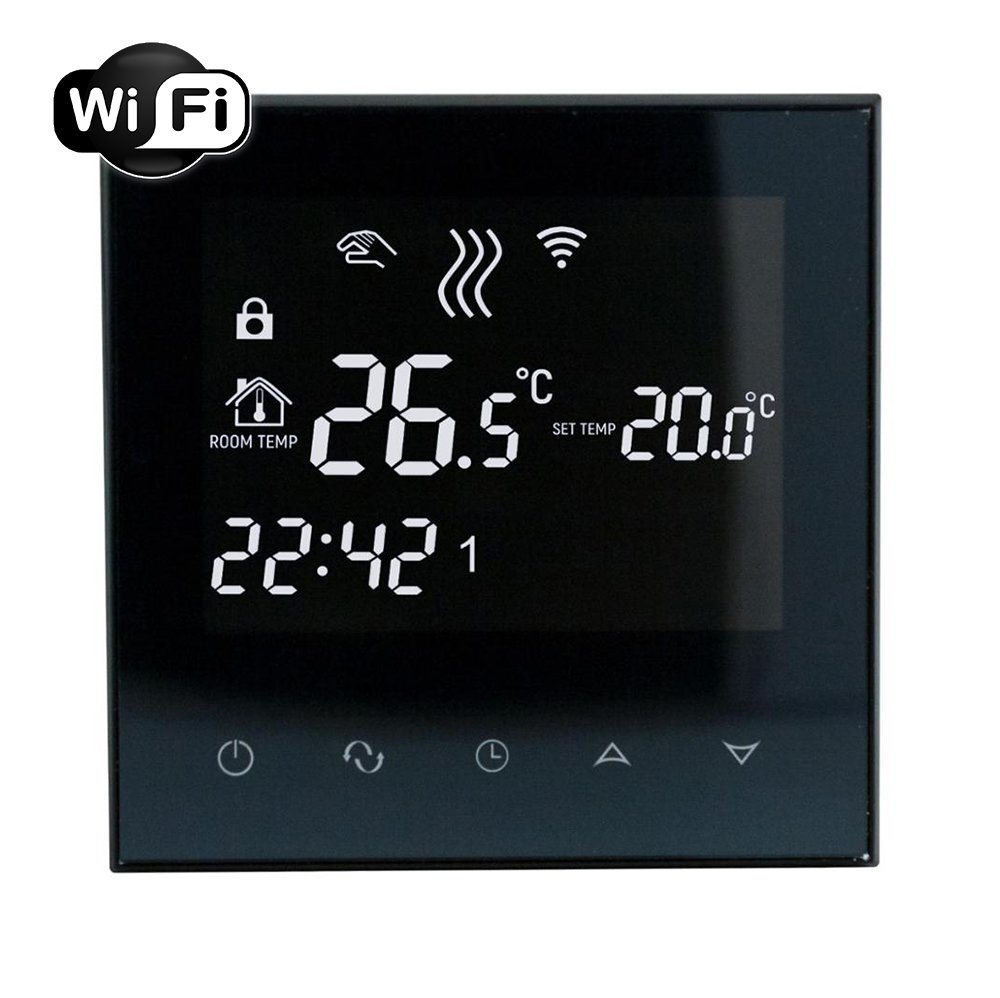 

Терморегулятор с Wi-Fi для теплого пола EcoTerm SN Чёрный