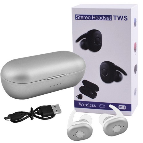 

Bluetooth наушники DT1 с кейсом silver