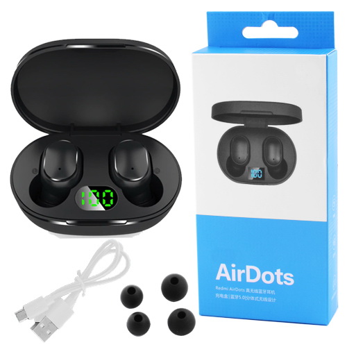 

Беспроводные наушники Wireless AirDots с индикацией заряда черные 7561