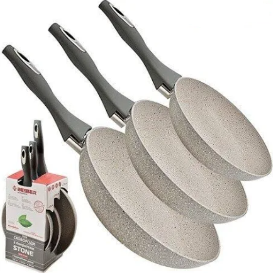 

Сковородка Набор литых Besser с покрыт. Stone инд. дно, без крышки D20/24/28см MMS-10328