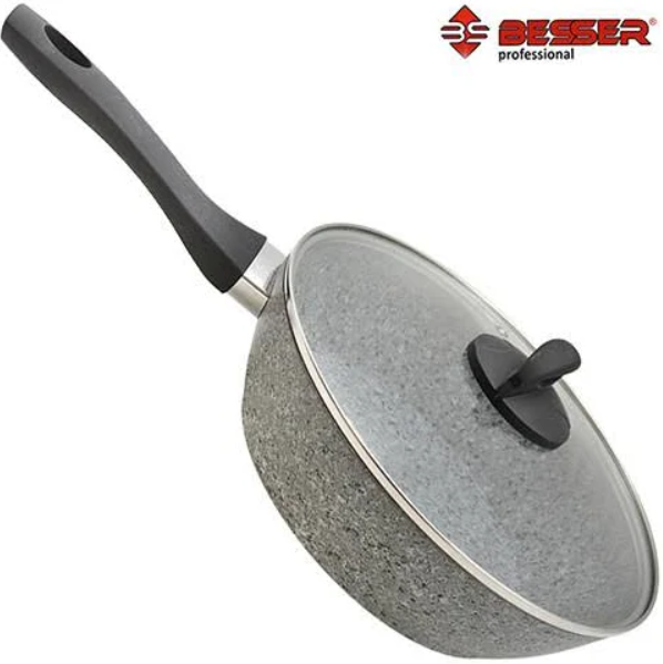 

Сковородка Besser покрытие Granite индукционное дно с крышкой 28см MMS-10333