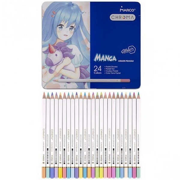 

Набор цветных карандашей Marco Chroma 8550-24TN (Manga, Манга) 24 цвета, в металлическом пенале