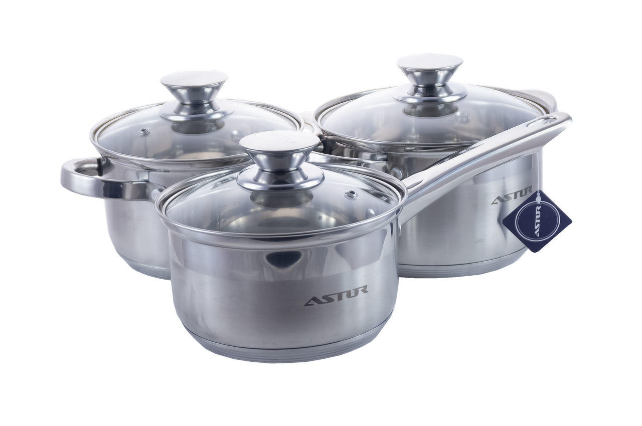 

Набор посуды Astor (2,9 л + 5,1 л + 2,1 л) Нержавеющая сталь (AST 1709) 36387