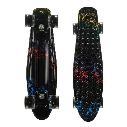 

Пенни борд (Penny Board) 25, Колеса светящиеся, двухсторонний окрас, черный