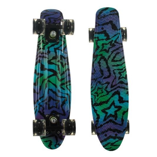 

Пенни борд (Penny Board) 25, Колеса светящиеся, двухсторонний окрас, звезды