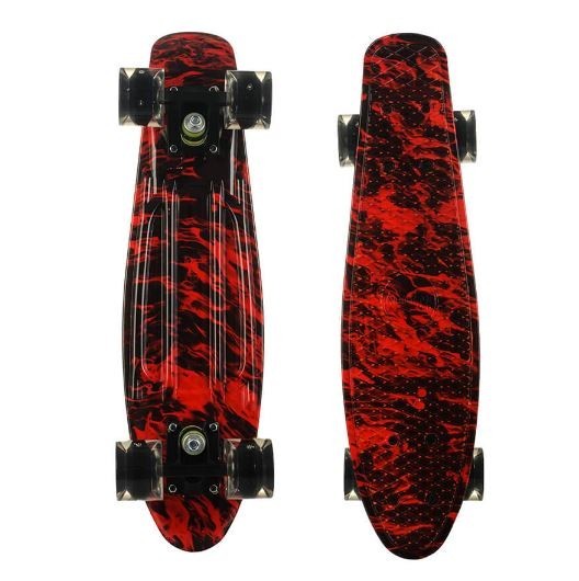 

Пенни борд (Penny Board) 25, Колеса светящиеся, двухсторонний окрас, красный